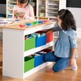 thumbnail image 5 of Guidecraft Arts and Crafts Center - White: Toddler Table & Craft Desk with Chairs, Storage, Paper Roller | Wooden Learning & Activity Table for Kids, 5 of 6