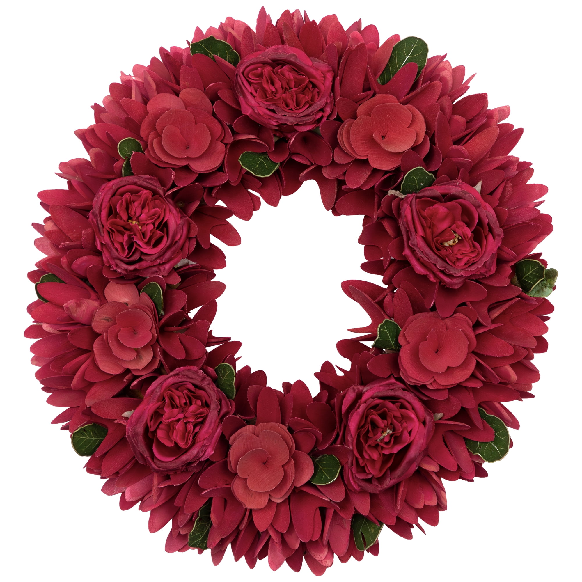Northlight Rose Floral Wooden Spring Wreath - 14"