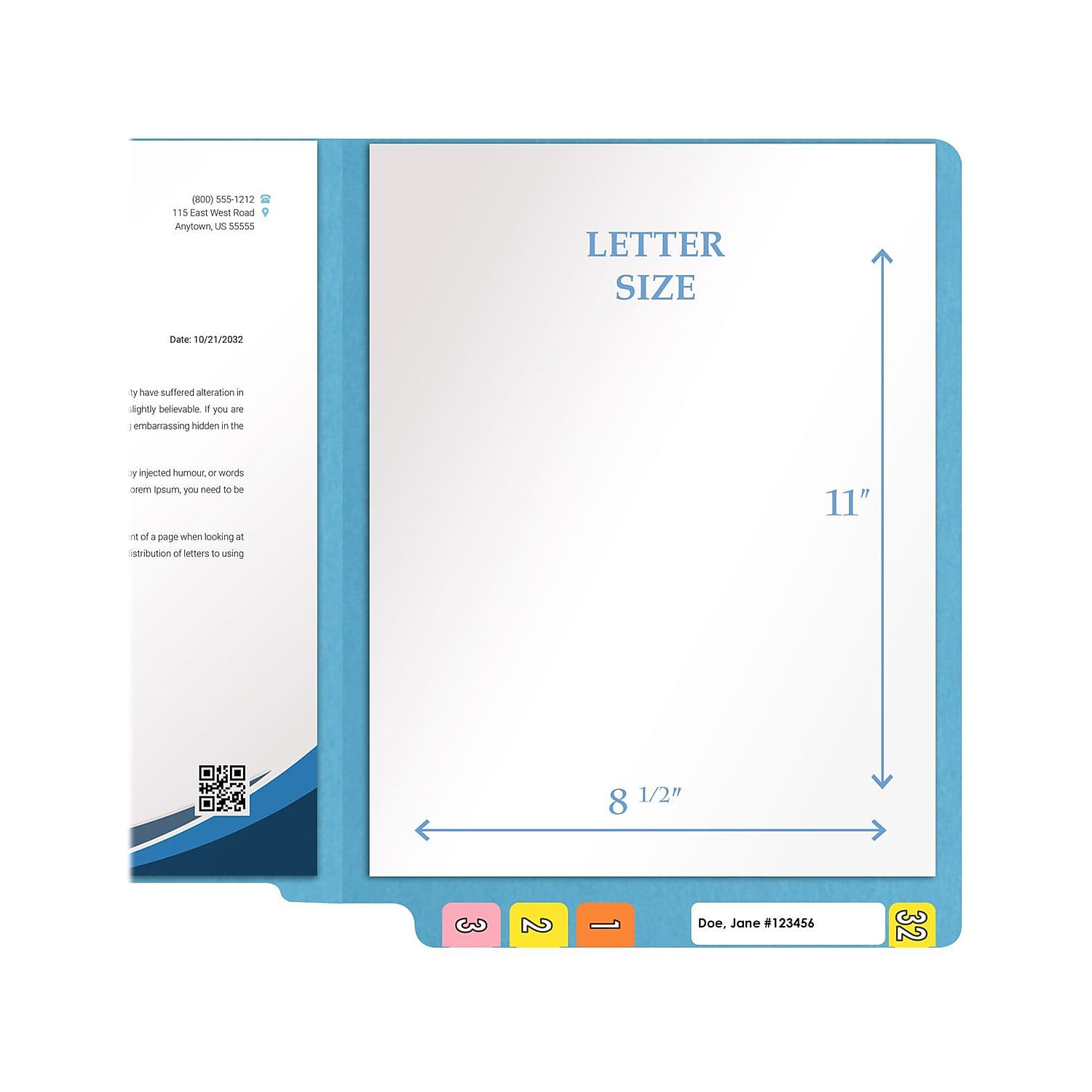 Medical Arts Press Heavy-Duty End Tab File Folder Straight Cut Letter-Size Blue 40/Box (S-09458-DBL)