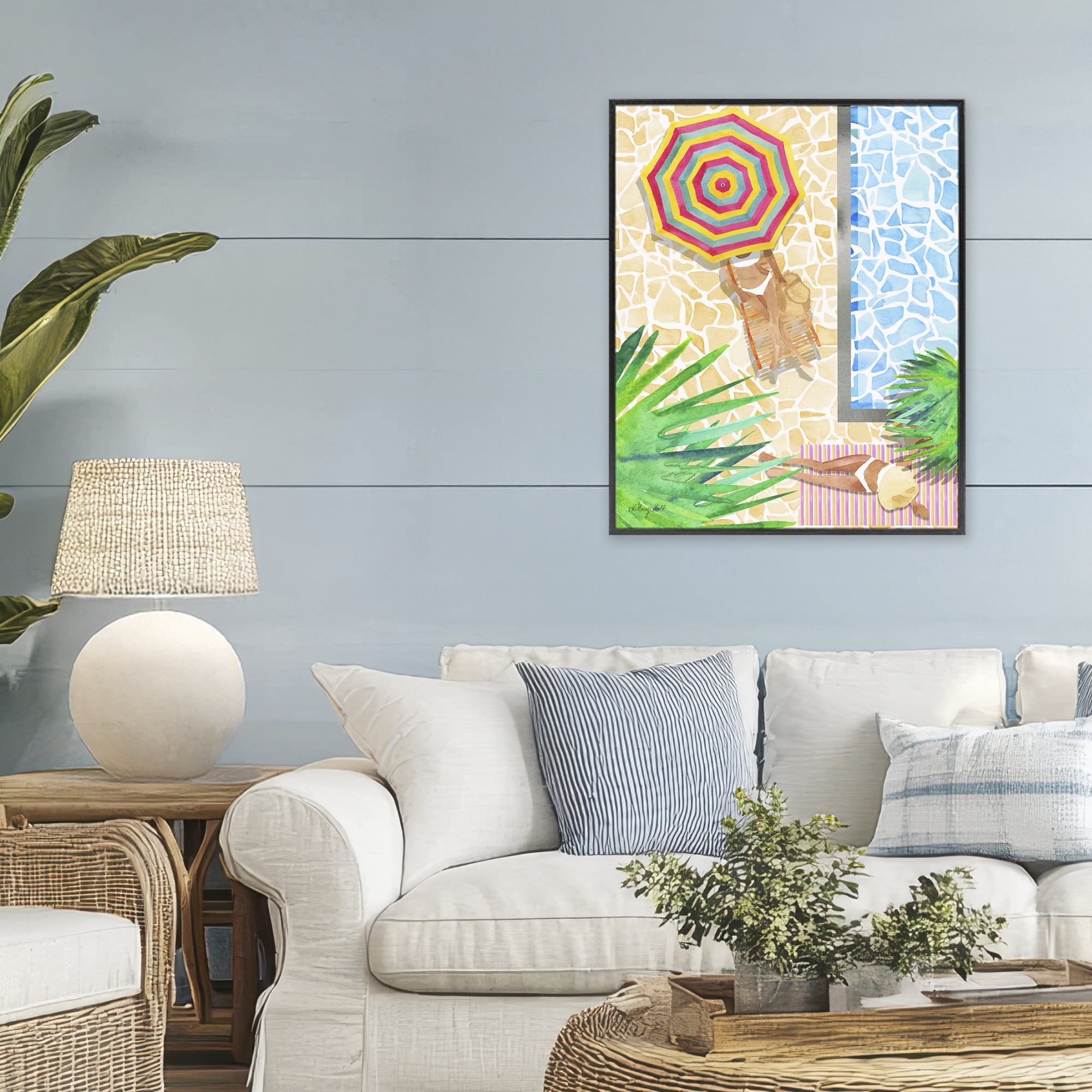 Stupell Industries Poolside Chill Duo Black Framed Giclee Art, design by Hillary Holt