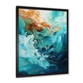 thumbnail image 2 of Designart "Aqua Dream Rush Motion IV" Abstract Framed Wall Art - Modern Orange Abstract Collages Entryway Framed Wall Art, 2 of 6