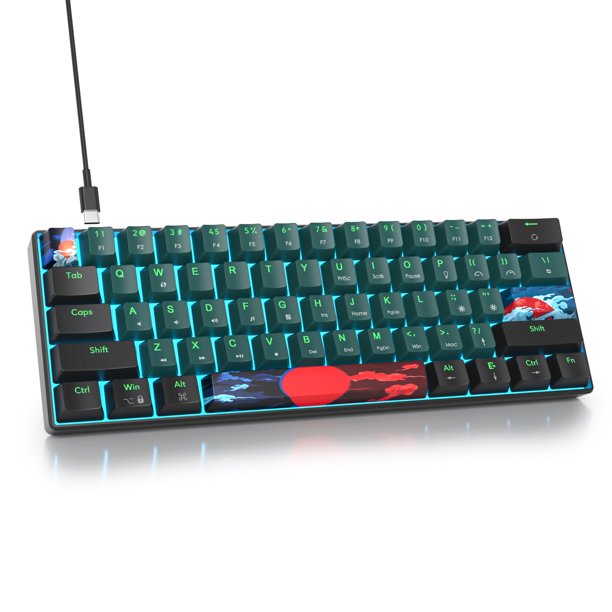 Teclado Mecánico Cableado Ussixchare 60% con Switch Rojo y LED