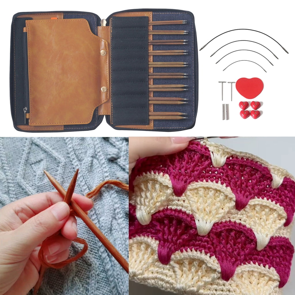 Ergonomic Wooden Knitting Needle Detachable Circular Set For Handmade Craft