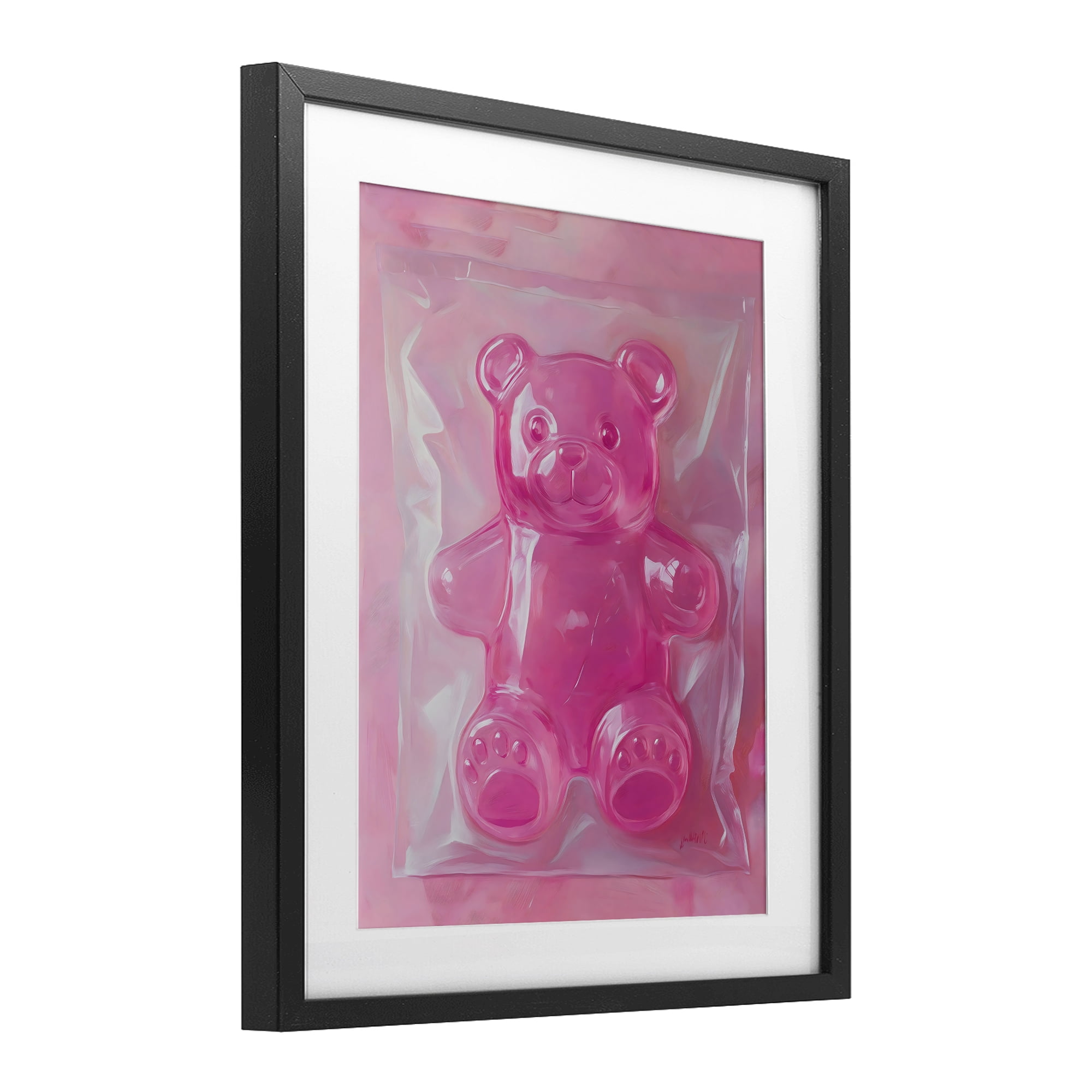 Stupell Industries Pink Gummy Candy Bear Black Framed Print Under Glass, design by The Prints Vibe