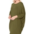thumbnail image 4 of Women's Plus Size Round Neck Draped Side 3/4 Dolman Sleeves Dress, 4 of 4
