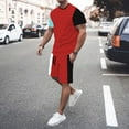 thumbnail image 2 of Cathalem Big and Tall Summer Outfits for Men Men's Short Sleeve Polo Shirt & Shorts set Summer Two Piece Outfits Tracksuit Casual Athletic Sports(Red,XXXXXL), 2 of 4