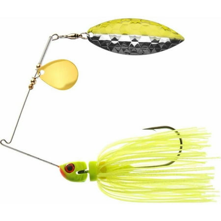 Prop Spinner 2 Blade - MegaStrike Strike Back Spinner Bait Chartreuse Blade Chartreuse Skirt