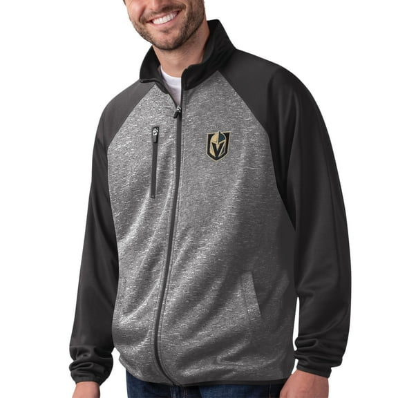 Men's G-III Sports by Carl Banks Black Vegas Golden Knights Runners-Raglan Full-Zip Track Jacket