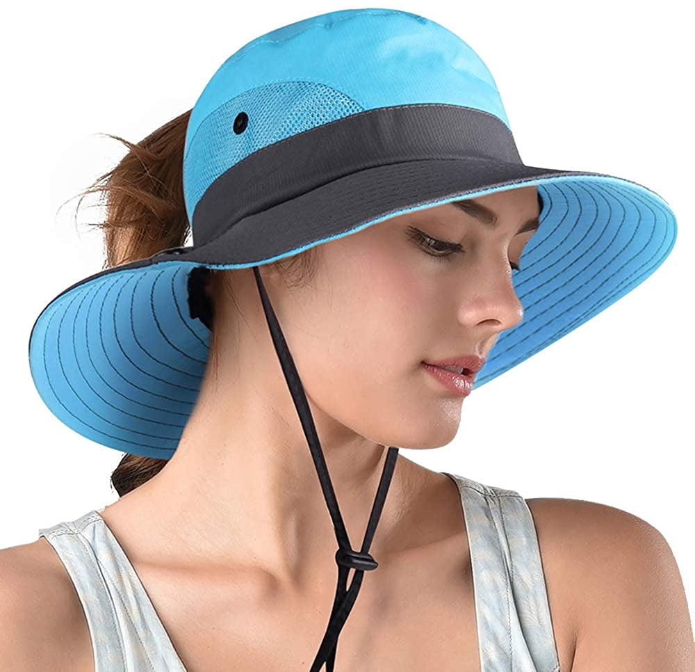 Women's Ponytail Safari Sun Hat,Wide 