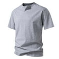 thumbnail image 2 of VSSSJ Mens Athletic Tee Shirts Muscle Slim Fit Short Sleeve T Shirt V-Neck Cotton Casual Solid Basic Henley Shirt Gym Workout T-Shirts Gray XXL, 2 of 4