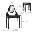 thumbnail image 3 of HOMCOM Ensemble de Coiffeuse en Bois, Table de Maquillage avec Miroir Rotatif à 360°, 3 of 10