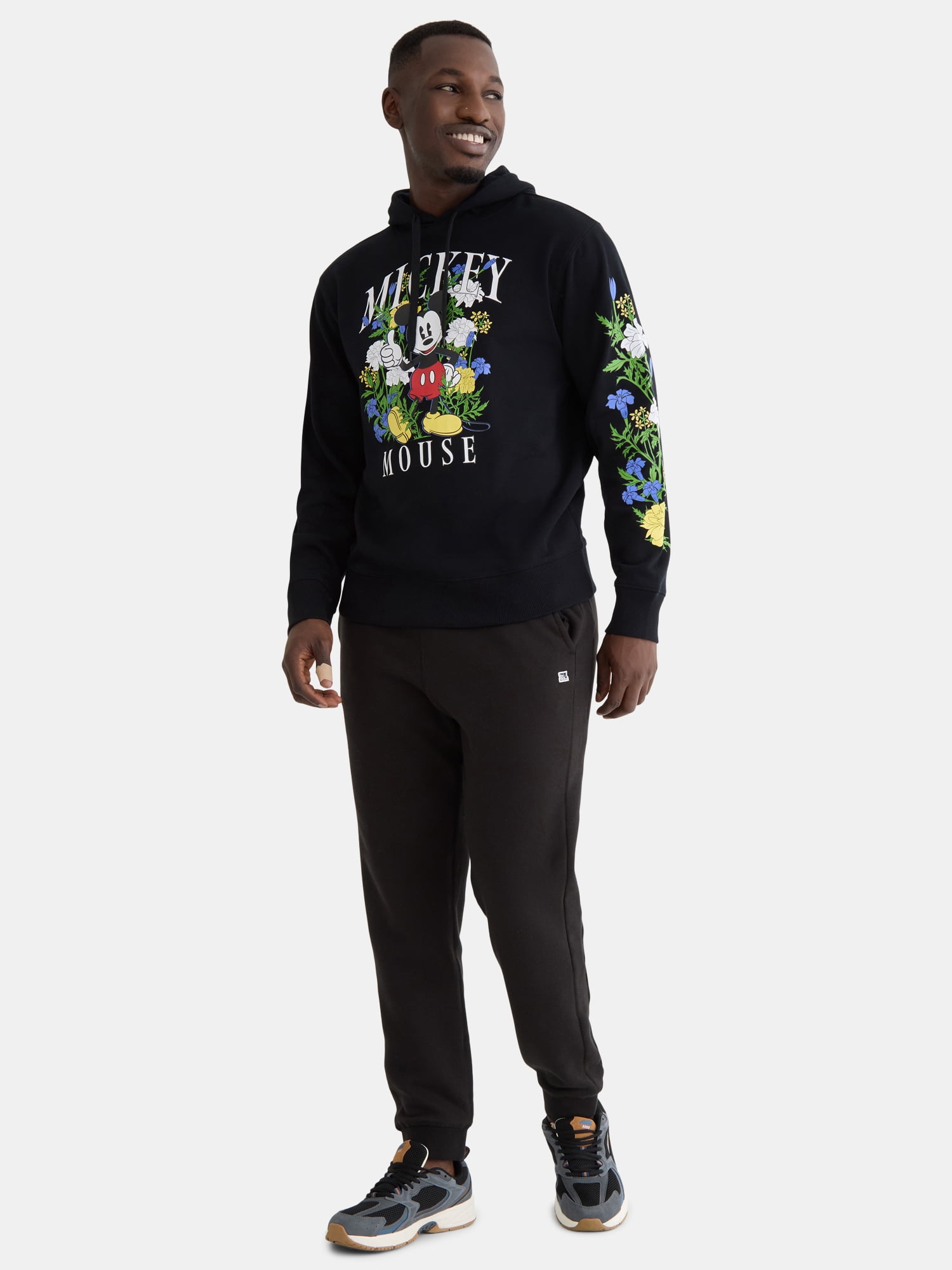 Disney Men's Floral Mickey Mouse Graphic Hoodie Sweatshirt, Sizes S-3XL