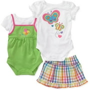 Angle View: Garanimals - Newborn Girls' 3-Piece Mix and Match Creeper and Skirt Set