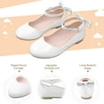 thumbnail image 6 of HOMEHOT Girls Mary Jane Dress Shoes Ballerina Flats for Princess Uniform Shoes for Little/Big Kids with Ankle Strap Bowknot Shoes White Size 12, 6 of 7
