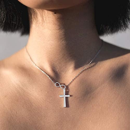 Tiny Cross Pendant Necklace Sideways 