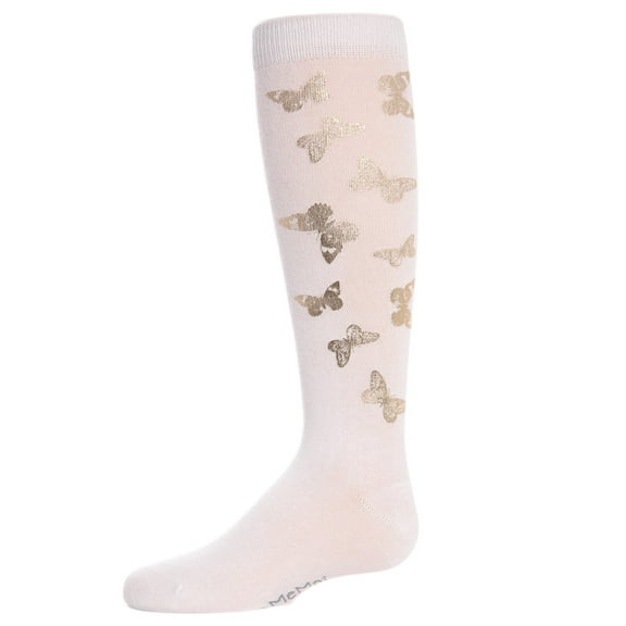 MeMoi Gold and Gilded Butterfly Socks, Crazy Socks by MeMoi 6 / Marshmallow