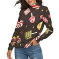 thumbnail image 2 of Christmas Candy Pattern Women's Turtleneck Sweater Long Sleeve Ribbed Fitted Turtle Neck Casual Fall Winter Collection Top S, 2 of 4