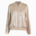 thumbnail image 4 of Towmus Women's Metallic Zipper Bomber Jacket Outwear Long Sleeve Tops Causal Lightweight Jacket Coats, 4 of 4