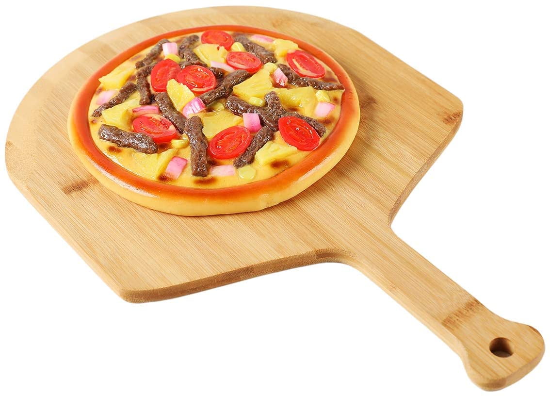 Wooden Pizza Spatula Paddle Cutting Fruit Bread 17 x 12 Inch Pizza Cutting Board with Handle for Baking Pizza Bamboo Pizza Peel Cheese and Serving Board Vegetables 