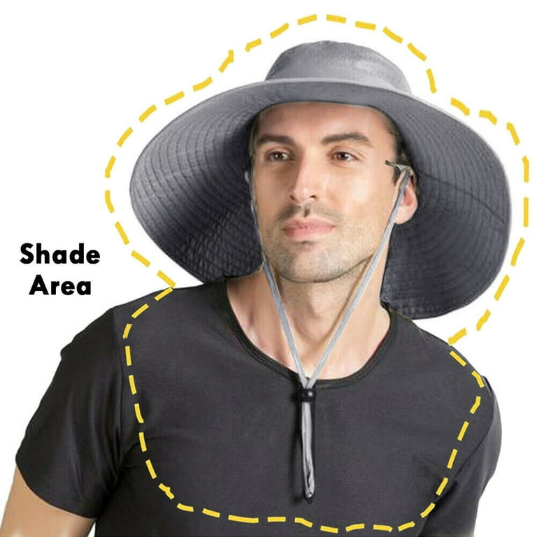 Wide Brim Sun Hats with Hat Clip Waterproof & Breathable Men Sun Hat for  Fishing, Hiking, Camping, Garden