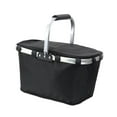 thumbnail image 2 of Cesta de picnic de mano, bolsa aislante, multifunción, plegable, práctica cesta de compras para acampar, barbacoas, viajes, picnics, senderismo Negro, 2 of 8