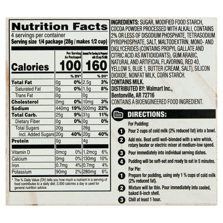(5 pack) (5 Pack) Great Value Chocolate Instant Pudding & Pie Filling, 3.9 oz