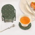 thumbnail image 3 of Yayeee 6 PCS Drink Coasters with Holder Set Woven Absorbent Round Tabletop Hot Pad, Christmas Forest, 3 of 7