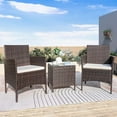 thumbnail image 6 of Homall 3 Piece Rattan Outdoor Patio Set Wicker Conversation Set with Beige Cushion Glass Coffee Table, 6 of 8