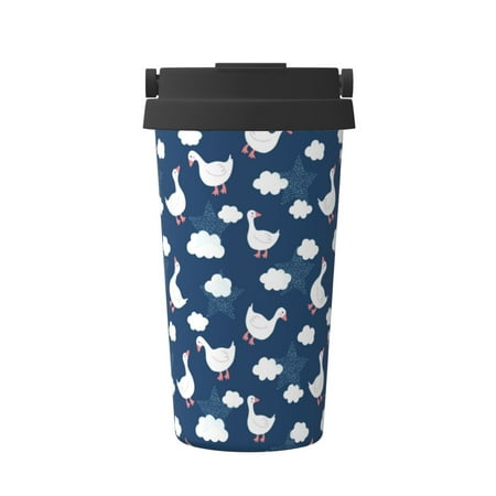 

Hirioo Cute Goose On Blue Sky for Coffee Travel Mug Insulated Coffee Mug with Lid