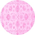 thumbnail image 1 of Ahgly Company Indoor Round Oriental Pink Traditional Area Rugs, 4' Round, 1 of 4