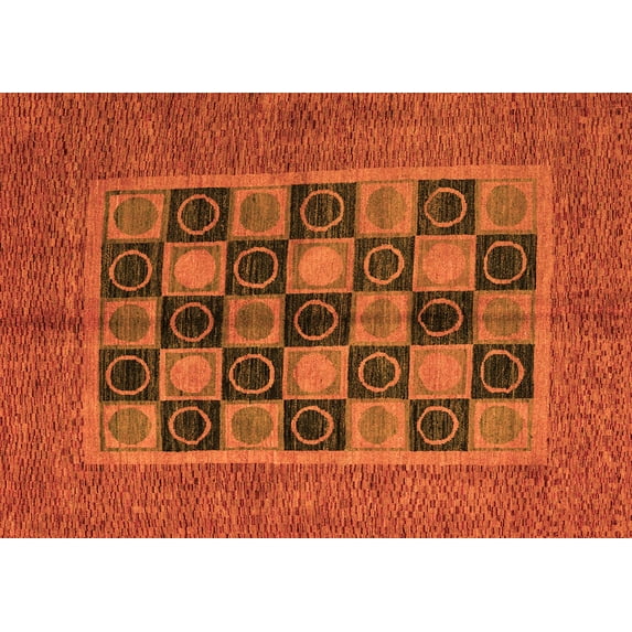 Ahgly Company Indoor Rectangle Abstract Orange Modern Area Rugs, 5' x 8'