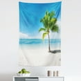 thumbnail image 1 of Landscape Tapestry, Caribbean Maldives Beach Island Sea Ocean Palm Trees Art Print, Fabric Wall Hanging Decor for Bedroom Living Room Dorm, 5 Sizes, Sky Blue Green and White, by Ambesonne, 1 of 1