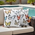 thumbnail image 4 of Spring Summer Butterflies Outdoor Waterproof Pillow Covers, Farmhouse Butterfly Decorative Square Throw Pillowcase Sofa Cushion Sham for Patio/Couch/Chair, 16"x16" 2 Pack, 4 of 8