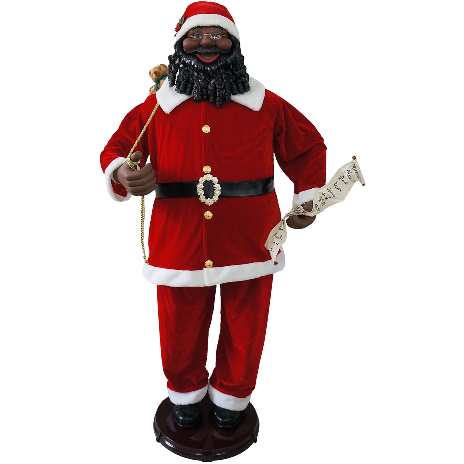 African American Dancing Mrs Life-Size Christmas Holiday Indoor Home Decor Claus with Gift and Basket FMC058-2GL1-AA Fraser Hill Farm 58-in 