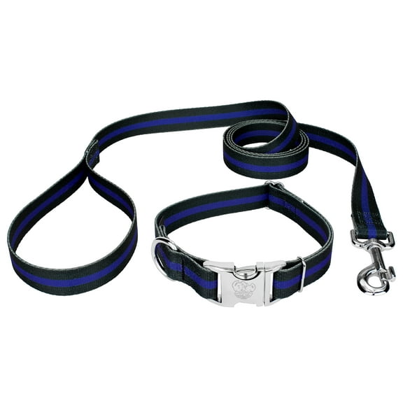 Country Brook Petz® Premium Thin Blue Line Dog Collar and Leash, Extra Large