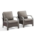 thumbnail image 3 of POCASSY Outdoor Accent Chairs Set of 2 with Cushions, Outside Brown Wicker Lounge Chairs with Stainless Metal Armrest for Porch, Garden, Deck, Gray, 3 of 11