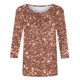 thumbnail image 5 of Tejiojio Women's Sequin Top Round Neck 3/4 Sleeves Sparkly Casual Party Blouse S-2XL, 5 of 5