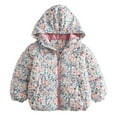 thumbnail image 2 of fnnxnal Big Girls White Floral Puffer Jacket - 9T, Warm Quilted Hooded Design with Full-Zip & Side Pockets, Perfect for Fall Winter Cold Weather, Walmart Kids Outerwear, 2 of 6