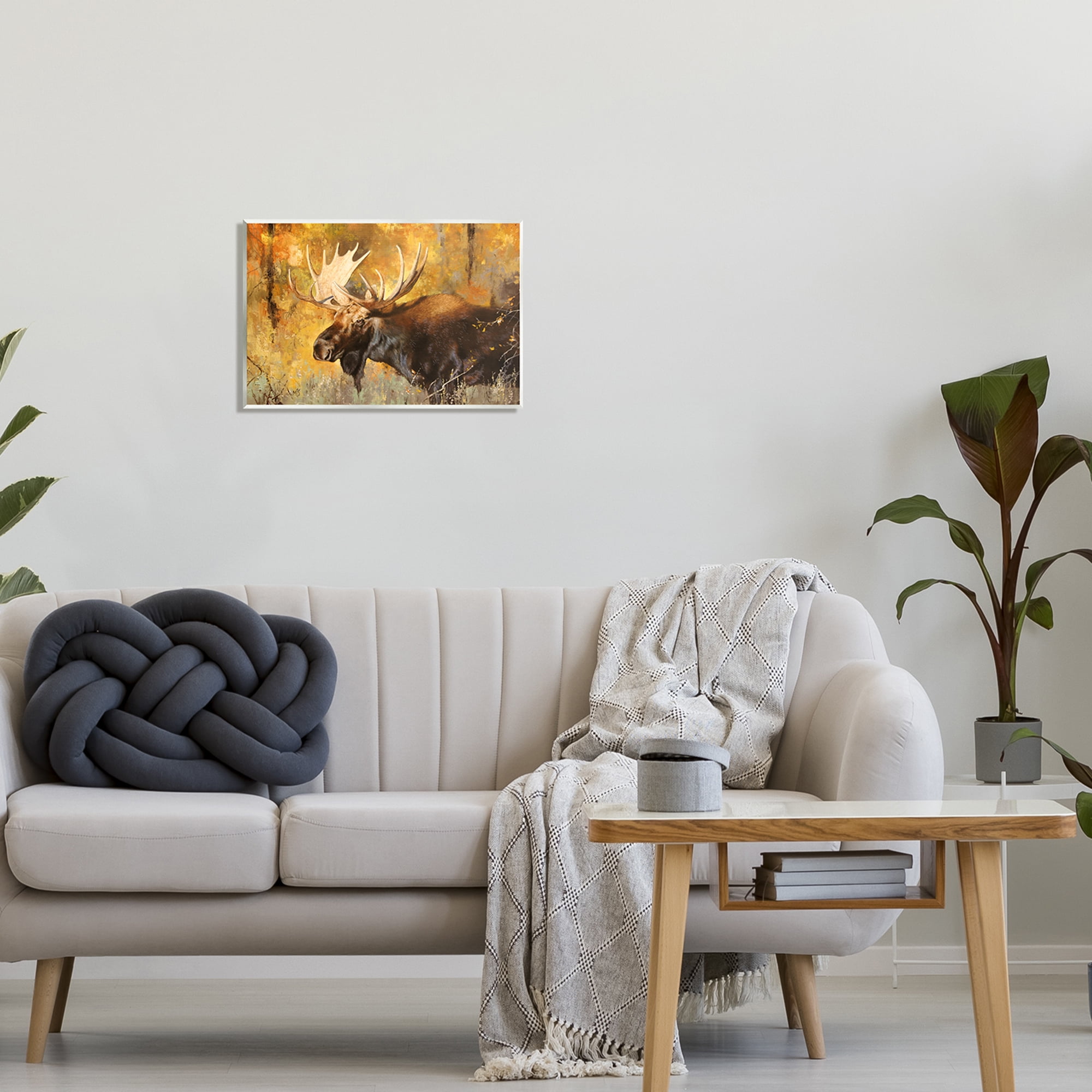 Stupell Industries Autumn Foliage Moose Portrait Animals & Insects Photography Unframed Art Print Wall Art, 19 x 13