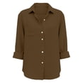 thumbnail image 4 of Guluxicc Women's Cotton Solid Shirts with Pocket Loose Button Down Long Sleeve Tops Everyday Wear for Spring Summer Casual Outfits, 4 of 4