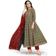 thumbnail image 3 of Rajnandini Women's Pure Cambric Cotton Embroidered Kurta Set With Dupatta (JOPLVL213-4XL_Green & Red_4XL), 3 of 5