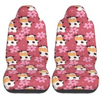 Haiem Cow And Flower Printed Car Seat Covers Set of 2, Universal Fit Car Seat Covers,Protective Seat Covers,Comfortable Car Seat Covers, Easy Installation Seat Covers