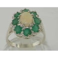 thumbnail image 2 of LBG 14k White Gold Real Genuine Opal and Emerald Womens Band Ring - Size 10, 2 of 4