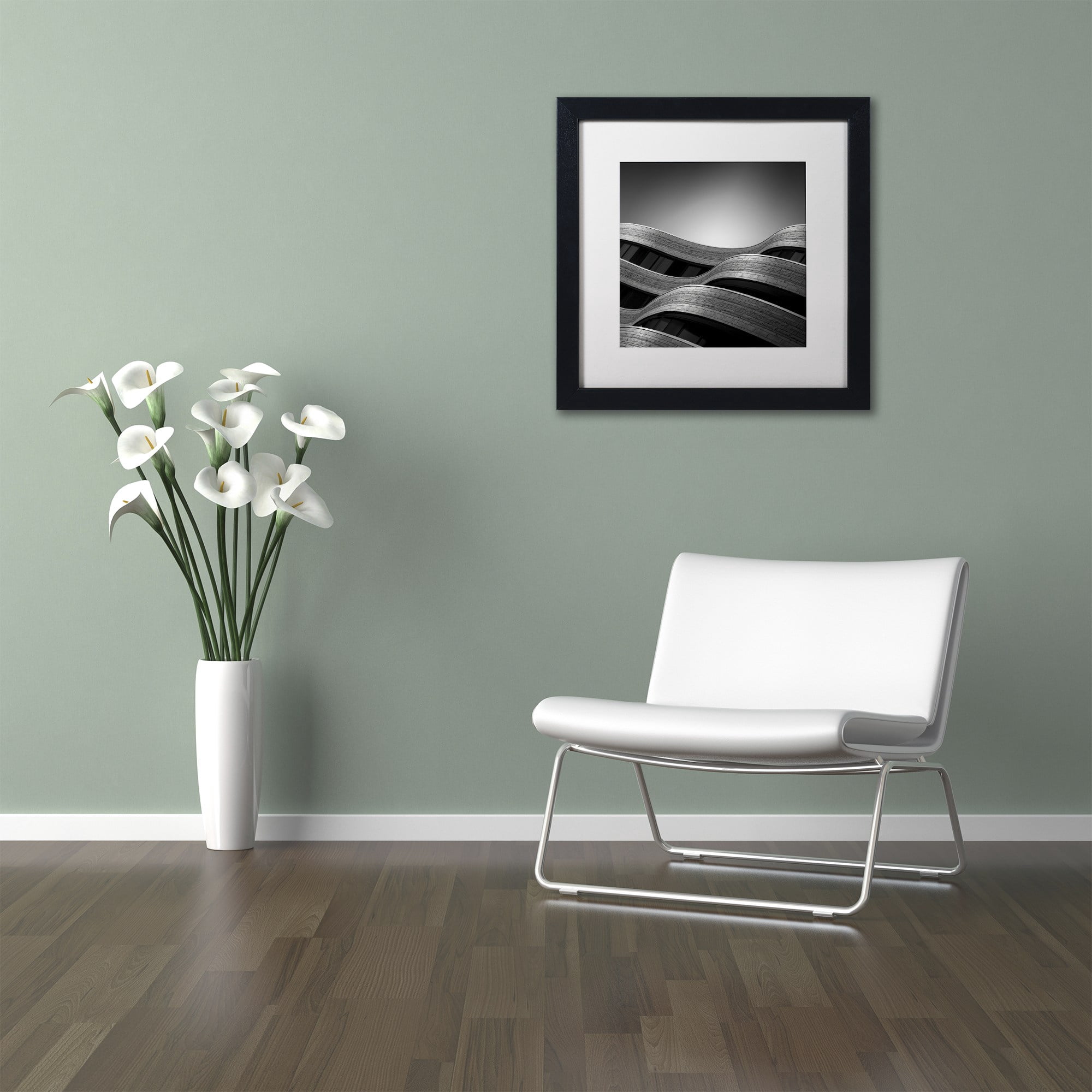Trademark Fine Art "The Urban Sea" Canvas Art by Dave MacVicar, White Matte, Black Frame
