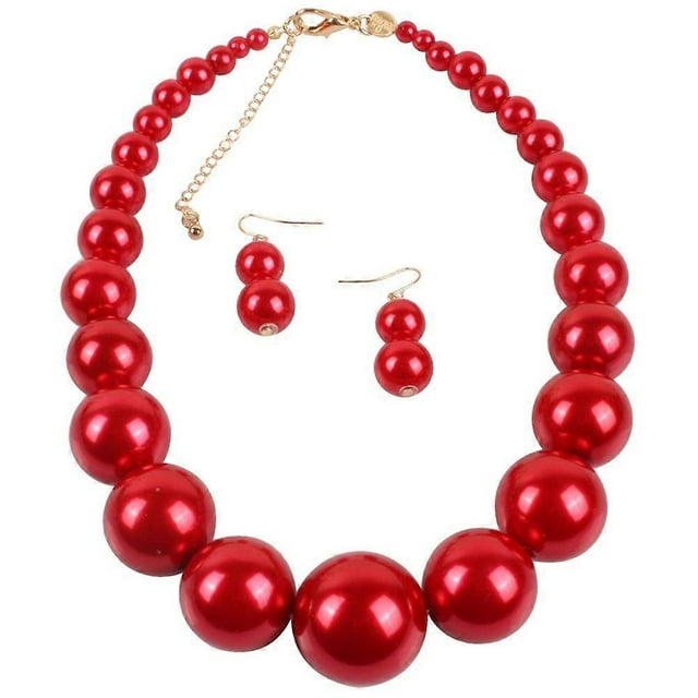1 Set Imitation Pearl Clavicle Chain Necklace Earrings Set Exaggerated Delicate Pearl Necklace Earrings Set Elegant Jewelry Accessories for Women Ladi