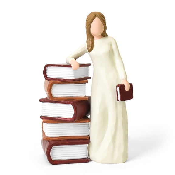 Teacher Appreciation Gifts for Book Lovers, Shelf & Desk Decor Figurine for Bookworms, Graduates, Cozy Home Office Reading Statue Decoration
