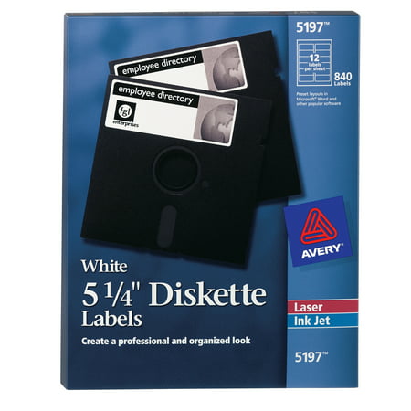 Avery 5 1/4 Diskette Labels White for Laser Printer
