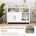 thumbnail image 6 of RONG-3 Cat Litter Box Enclosure - Cat Washroom Hidden Furniture with Front Entry, Scratcher, 2-Door Storage Cabinet, 2 Compartments, Air Vents, Metal Frame, Wooden Pet Crate House ,White, 6 of 10