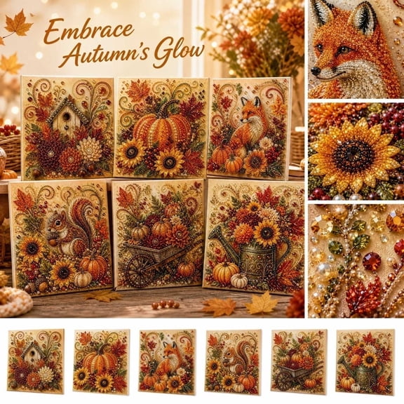 Autumn Pearl Art DIY Kit, Cute 3D Diamond Painting Crafts, DIY Fall Home Decor Wall Art, Beginner DIY Seasonal Party GiftAutumn Pearl Painting Kit, DIY Pumpkin Diamond Pearl Art Craft for Adults