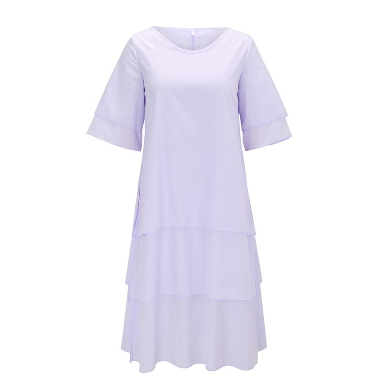 casual petite maxi dress XVJRHAK Petite Maxi Dresses for Women Petite Length Women's Solid Round  Neck Buttonless Cotton And Linen Irregular Flowing Hem Long Casual Dress  Mid-Length(Purple,L)